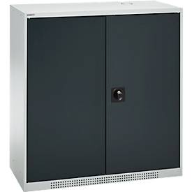 Schäfer Shop Genius Flügeltürschrank FS, Stahl, mit Belüftungslöchern, B 1055 x T 620 x H 1105 mm, 3 OH, lichtgrau/anthrazitgrau, bis 450 kg