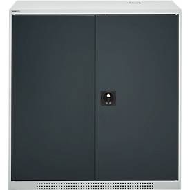 Schäfer Shop Genius Flügeltürschrank FS, Stahl, mit Belüftungslöchern, B 1055 x T 620 x H 1105 mm, 3 OH, lichtgrau/anthrazitgrau, bis 450 kg
