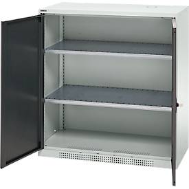 Schäfer Shop Genius Flügeltürschrank FS, Stahl, mit Belüftungslöchern, B 1055 x T 620 x H 1105 mm, 3 OH, lichtgrau/anthrazitgrau, bis 450 kg