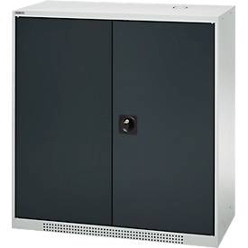 Schäfer Shop Genius Flügeltürschrank FS, Stahl, mit Belüftungslöchern, B 1055 x T 620 x H 1105 mm, 3 OH, lichtgrau/anthrazitgrau, bis 450 kg
