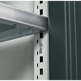 Schäfer Shop Genius Flügeltürschrank FS, Stahl, mit Belüftungslöchern, B 1055 x T 620 x H 1105 mm, 3 OH, lichtgrau/anthrazitgrau, bis 450 kg