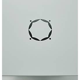 Schäfer Shop Genius Flügeltürschrank FS, Stahl, mit Belüftungslöchern, B 1055 x T 620 x H 1105 mm, 3 OH, lichtgrau/enzianblau, bis 450 kg