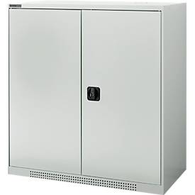 Schäfer Shop Genius Flügeltürschrank FS, Stahl, mit Belüftungslöchern, B 1055 x T 620 x H 1105 mm, 3 OH, lichtgrau/lichtgrau, bis 450 kg