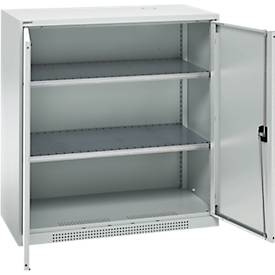 Schäfer Shop Genius Flügeltürschrank FS, Stahl, mit Belüftungslöchern, B 1055 x T 620 x H 1105 mm, 3 OH, lichtgrau/lichtgrau, bis 450 kg