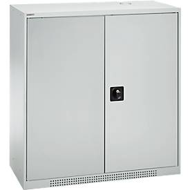 Schäfer Shop Genius Flügeltürschrank FS, Stahl, mit Belüftungslöchern, B 1055 x T 620 x H 1105 mm, 3 OH, lichtgrau/lichtgrau, bis 450 kg