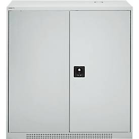 Schäfer Shop Genius Flügeltürschrank FS, Stahl, mit Belüftungslöchern, B 1055 x T 620 x H 1105 mm, 3 OH, lichtgrau/lichtgrau, bis 450 kg