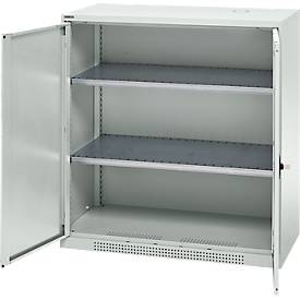 Schäfer Shop Genius Flügeltürschrank FS, Stahl, mit Belüftungslöchern, B 1055 x T 620 x H 1105 mm, 3 OH, lichtgrau/lichtgrau, bis 450 kg