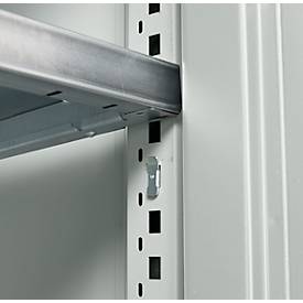 Schäfer Shop Genius Flügeltürschrank FS, Stahl, mit Belüftungslöchern, B 1055 x T 620 x H 1105 mm, 3 OH, lichtgrau/lichtgrau, bis 450 kg