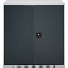 Schäfer Shop Genius Flügeltürschrank FS, Stahl, mit Belüftungslöchern, B 1055 x T 620 x H 1105 mm, 3 OH, weißaluminium/anthrazitgrau, bis 450 kg