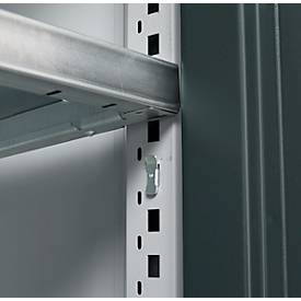 Schäfer Shop Genius Flügeltürschrank FS, Stahl, mit Belüftungslöchern, B 1055 x T 620 x H 1105 mm, 3 OH, weißaluminium/anthrazitgrau, bis 450 kg