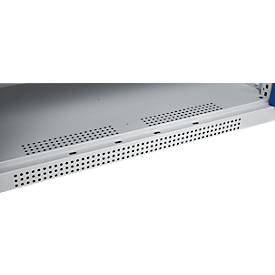 Schäfer Shop Genius Flügeltürschrank FS, Stahl, mit Belüftungslöchern, B 1055 x T 620 x H 1105 mm, 3 OH, weißaluminium/enzianblau, bis 450 kg