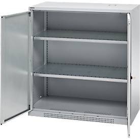 Schäfer Shop Genius Flügeltürschrank FS, Stahl, mit Belüftungslöchern, B 1055 x T 620 x H 1105 mm, 3 OH, weißaluminium/weißaluminium, bis 450 kg