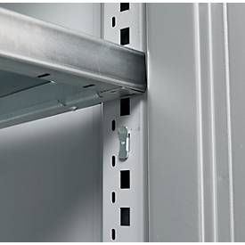 Schäfer Shop Genius Flügeltürschrank FS, Stahl, mit Belüftungslöchern, B 1055 x T 620 x H 1105 mm, 3 OH, weißaluminium/weißaluminium, bis 450 kg