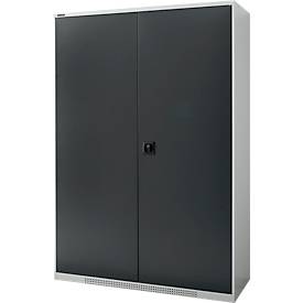 Schäfer Shop Genius Flügeltürschrank FS, Stahl, mit Belüftungslöchern, B 1343 x T 420 x H 1950 mm, 5 OH, lichtgrau/anthrazitgrau, bis 450 kg
