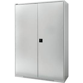 Schäfer Shop Genius Flügeltürschrank FS, Stahl, mit Belüftungslöchern, B 1343 x T 420 x H 1950 mm, 5 OH, lichtgrau/lichtgrau, bis 450 kg
