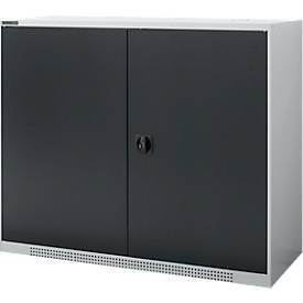 Schäfer Shop Genius Flügeltürschrank FS, Stahl, mit Belüftungslöchern, B 1343 x T 620 x H 1105 mm, 3 OH, lichtgrau/anthrazitgrau, bis 450 kg