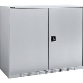 Schäfer Shop Genius Flügeltürschrank FS, Stahl, mit Belüftungslöchern, B 1343 x T 620 x H 1105 mm, 3 OH, weißaluminium/weißaluminium, bis 450 kg