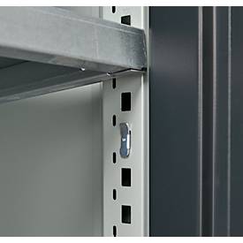 Schäfer Shop Genius Flügeltürschrank FS, Stahl, mit Belüftungslöchern, B 545 x T 420 x H 1105 mm, 3 OH, lichtgrau RAL 7035/anthrazitgrau RAL 7016, bis 250 kg