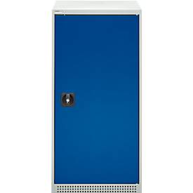 Schäfer Shop Genius Flügeltürschrank FS, Stahl, mit Belüftungslöchern, B 545 x T 420 x H 1105 mm, 3 OH, lichtgrau RAL 7035/enzianblau RAL 5010, bis 250 kg