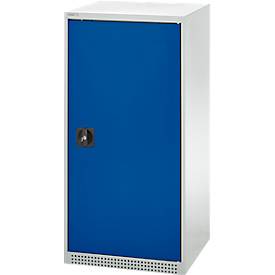 Schäfer Shop Genius Flügeltürschrank FS, Stahl, mit Belüftungslöchern, B 545 x T 420 x H 1105 mm, 3 OH, lichtgrau RAL 7035/enzianblau RAL 5010, bis 250 kg
