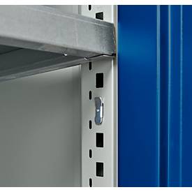 Schäfer Shop Genius Flügeltürschrank FS, Stahl, mit Belüftungslöchern, B 545 x T 420 x H 1105 mm, 3 OH, lichtgrau RAL 7035/enzianblau RAL 5010, bis 250 kg