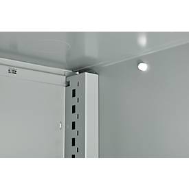 Schäfer Shop Genius Flügeltürschrank FS, Stahl, mit Belüftungslöchern, B 545 x T 420 x H 1105 mm, 3 OH, lichtgrau RAL 7035/enzianblau RAL 5010, bis 250 kg