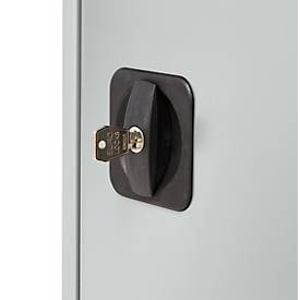 Schäfer Shop Genius Flügeltürschrank FS, Stahl, mit Belüftungslöchern, B 545 x T 420 x H 1105 mm, 3 OH, lichtgrau RAL 7035/lichtgrau RAL 7035, bis 250 kg