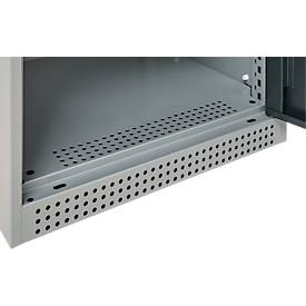 Schäfer Shop Genius Flügeltürschrank FS, Stahl, mit Belüftungslöchern, B 545 x T 420 x H 1105 mm, 3 OH, weißaluminium RAL 9006/anthrazitgrau RAL 7016, bis 250 kg