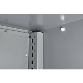 Schäfer Shop Genius Flügeltürschrank FS, Stahl, mit Belüftungslöchern, B 545 x T 420 x H 1105 mm, 3 OH, weißaluminium RAL 9006/anthrazitgrau RAL 7016, bis 250 kg