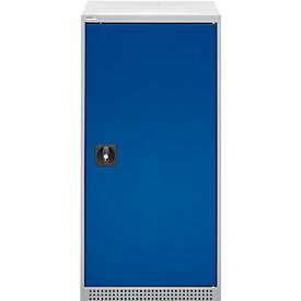 Schäfer Shop Genius Flügeltürschrank FS, Stahl, mit Belüftungslöchern, B 545 x T 420 x H 1105 mm, 3 OH, weißaluminium RAL 9006/enzianblau RAL 5010, bis 250 kg