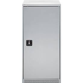 Schäfer Shop Genius Flügeltürschrank FS, Stahl, mit Belüftungslöchern, B 545 x T 420 x H 1105 mm, 3 OH, weißaluminium RAL 9006/weißaluminium RAL 9006, bis 250 kg