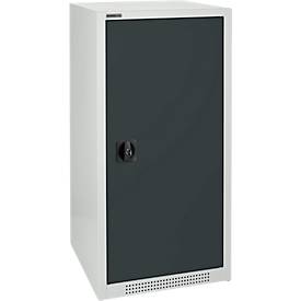 Schäfer Shop Genius Flügeltürschrank FS, Stahl, mit Belüftungslöchern, B 545 x T 620 x H 1105 mm, 3 OH, lichtgrau/anthrazitgrau, bis 250 kg
