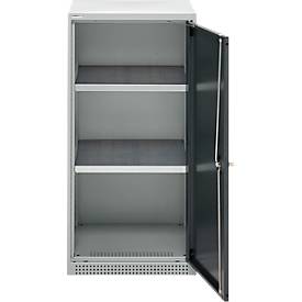 Schäfer Shop Genius Flügeltürschrank FS, Stahl, mit Belüftungslöchern, B 545 x T 620 x H 1105 mm, 3 OH, lichtgrau/anthrazitgrau, bis 250 kg