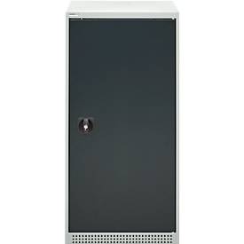 Schäfer Shop Genius Flügeltürschrank FS, Stahl, mit Belüftungslöchern, B 545 x T 620 x H 1105 mm, 3 OH, lichtgrau/anthrazitgrau, bis 250 kg