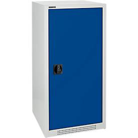 Schäfer Shop Genius Flügeltürschrank FS, Stahl, mit Belüftungslöchern, B 545 x T 620 x H 1105 mm, 3 OH, lichtgrau/enzianblau, bis 250 kg
