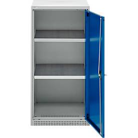Schäfer Shop Genius Flügeltürschrank FS, Stahl, mit Belüftungslöchern, B 545 x T 620 x H 1105 mm, 3 OH, lichtgrau/enzianblau, bis 250 kg