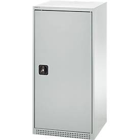 Schäfer Shop Genius Flügeltürschrank FS, Stahl, mit Belüftungslöchern, B 545 x T 620 x H 1105 mm, 3 OH, lichtgrau/lichtgrau, bis 250 kg