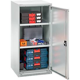 Schäfer Shop Genius Flügeltürschrank FS, Stahl, mit Belüftungslöchern, B 545 x T 620 x H 1105 mm, 3 OH, lichtgrau/lichtgrau, bis 250 kg