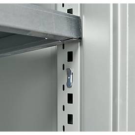 Schäfer Shop Genius Flügeltürschrank FS, Stahl, mit Belüftungslöchern, B 545 x T 620 x H 1105 mm, 3 OH, lichtgrau/lichtgrau, bis 250 kg
