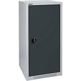 Schäfer Shop Genius Flügeltürschrank FS, Stahl, mit Belüftungslöchern, B 545 x T 620 x H 1105 mm, 3 OH, weißaluminium/anthrazitgrau, bis 250 kg
