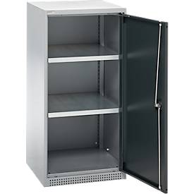 Schäfer Shop Genius Flügeltürschrank FS, Stahl, mit Belüftungslöchern, B 545 x T 620 x H 1105 mm, 3 OH, weißaluminium/anthrazitgrau, bis 250 kg