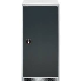 Schäfer Shop Genius Flügeltürschrank FS, Stahl, mit Belüftungslöchern, B 545 x T 620 x H 1105 mm, 3 OH, weißaluminium/anthrazitgrau, bis 250 kg