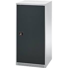Schäfer Shop Genius Flügeltürschrank FS, Stahl, mit Belüftungslöchern, B 545 x T 620 x H 1105 mm, 3 OH, weißaluminium/anthrazitgrau, bis 250 kg