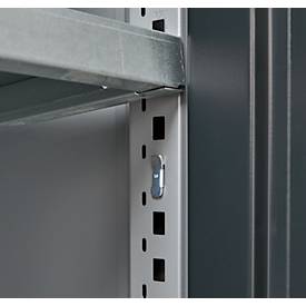 Schäfer Shop Genius Flügeltürschrank FS, Stahl, mit Belüftungslöchern, B 545 x T 620 x H 1105 mm, 3 OH, weißaluminium/anthrazitgrau, bis 250 kg