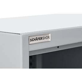 Schäfer Shop Genius Flügeltürschrank FS, Stahl, mit Belüftungslöchern, B 545 x T 620 x H 1105 mm, 3 OH, weißaluminium/anthrazitgrau, bis 250 kg