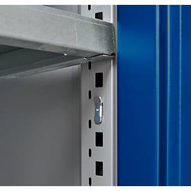 Schäfer Shop Genius Flügeltürschrank FS, Stahl, mit Belüftungslöchern, B 545 x T 620 x H 1105 mm, 3 OH, weißaluminium/enzianblau, bis 250 kg