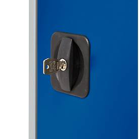 Schäfer Shop Genius Flügeltürschrank FS, Stahl, mit Belüftungslöchern, B 545 x T 620 x H 1105 mm, 3 OH, weißaluminium/enzianblau, bis 250 kg