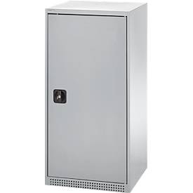 Schäfer Shop Genius Flügeltürschrank FS, Stahl, mit Belüftungslöchern, B 545 x T 620 x H 1105 mm, 3 OH, weißaluminium/weißaluminium, bis 250 kg
