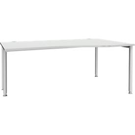 Schäfer Shop Genius free-form desk MODENA FLEX, attachment right, light gray/white aluminum