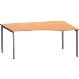 Schäfer Shop Genius Freiformschreibtisch MODENA FLEX, Ansatz links B 1800 mm, ahorn/anthrazit